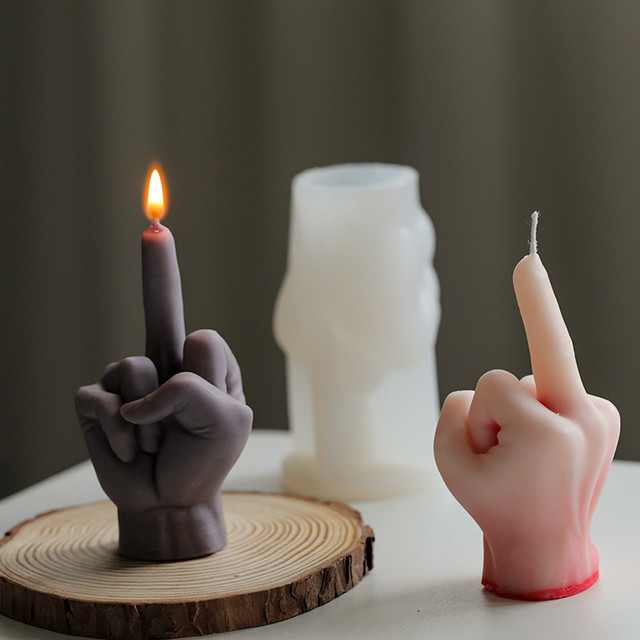 3D Middle Finger Candle Silicone Mold DIY Gesture Aromatherapy